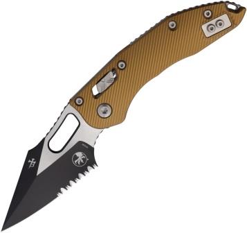 MCT16518 Microtech Stitch Ram Lok Pocket Knife Partially Serrated Tan